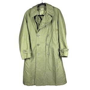 Military Overcoat‎ Man's Cotton Sateen OG-107 Small-Short Green Double Breasted